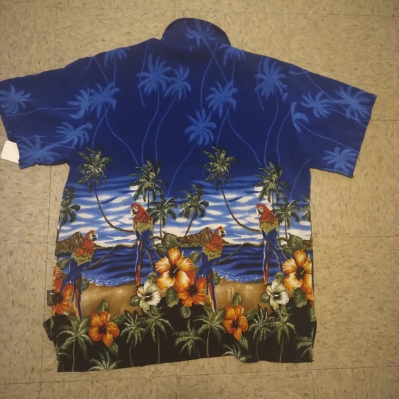 Vintage Uluwatu Hawaiian Parrots Palmtrees Floral Tropical Shirt Size XL - Picture 5 of 11